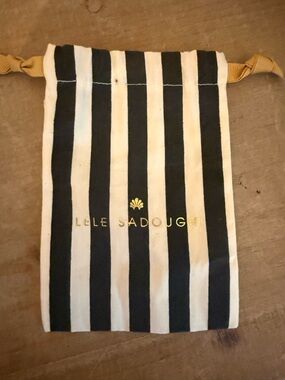 Lele Sadoughi Dust Bag | Black & Cream Striped Pouch | Jewelry Storage |